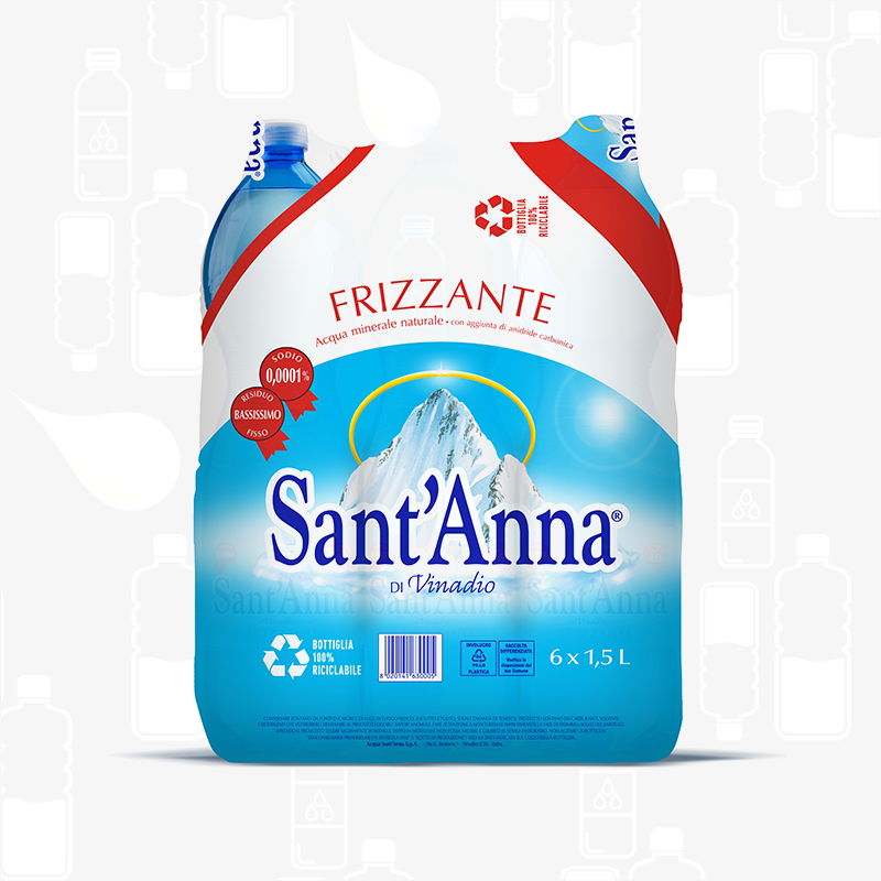 Sant'Anna Sparkling Natural Mineral Water - 6 Pack - 1.5L - Made in Italy