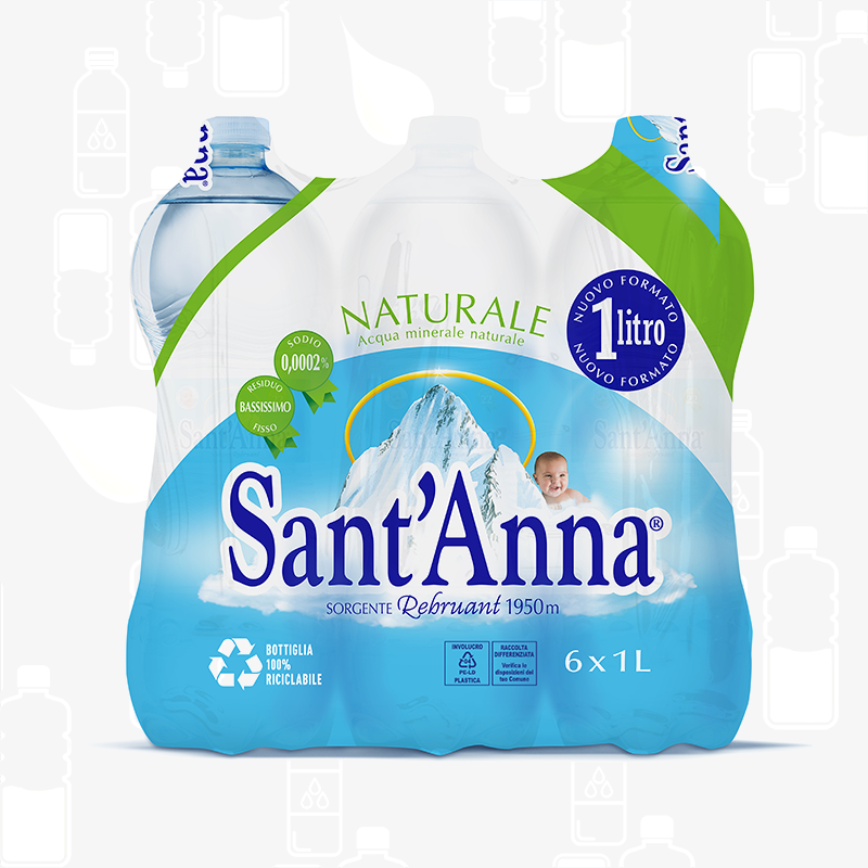 Sant’Anna Natual Mineral Water - 6 Pack - 1L - Made in Italy