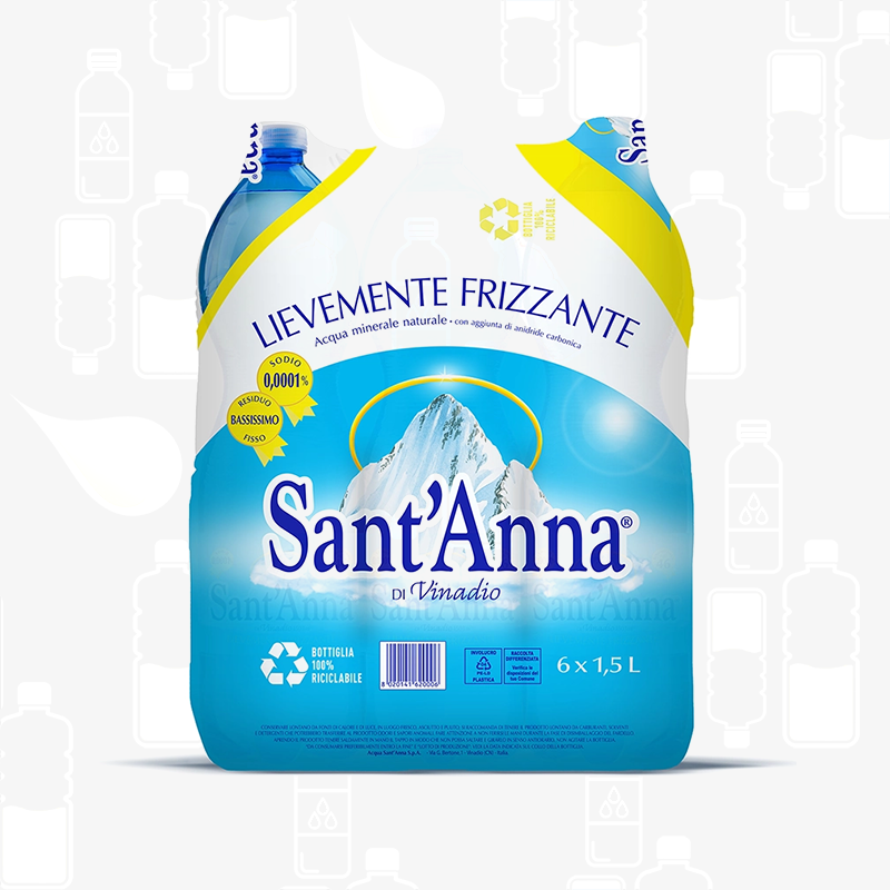 Sant'Anna Lightly Sparkling Natural Mineral Water - 6 Pack - 1.5L - Made in Italy