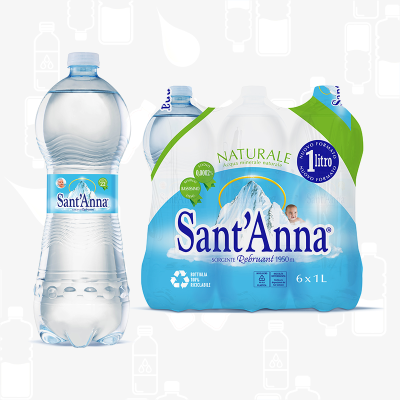 Sant’Anna Natual Mineral Water - 6 Pack - 1L - Made in Italy