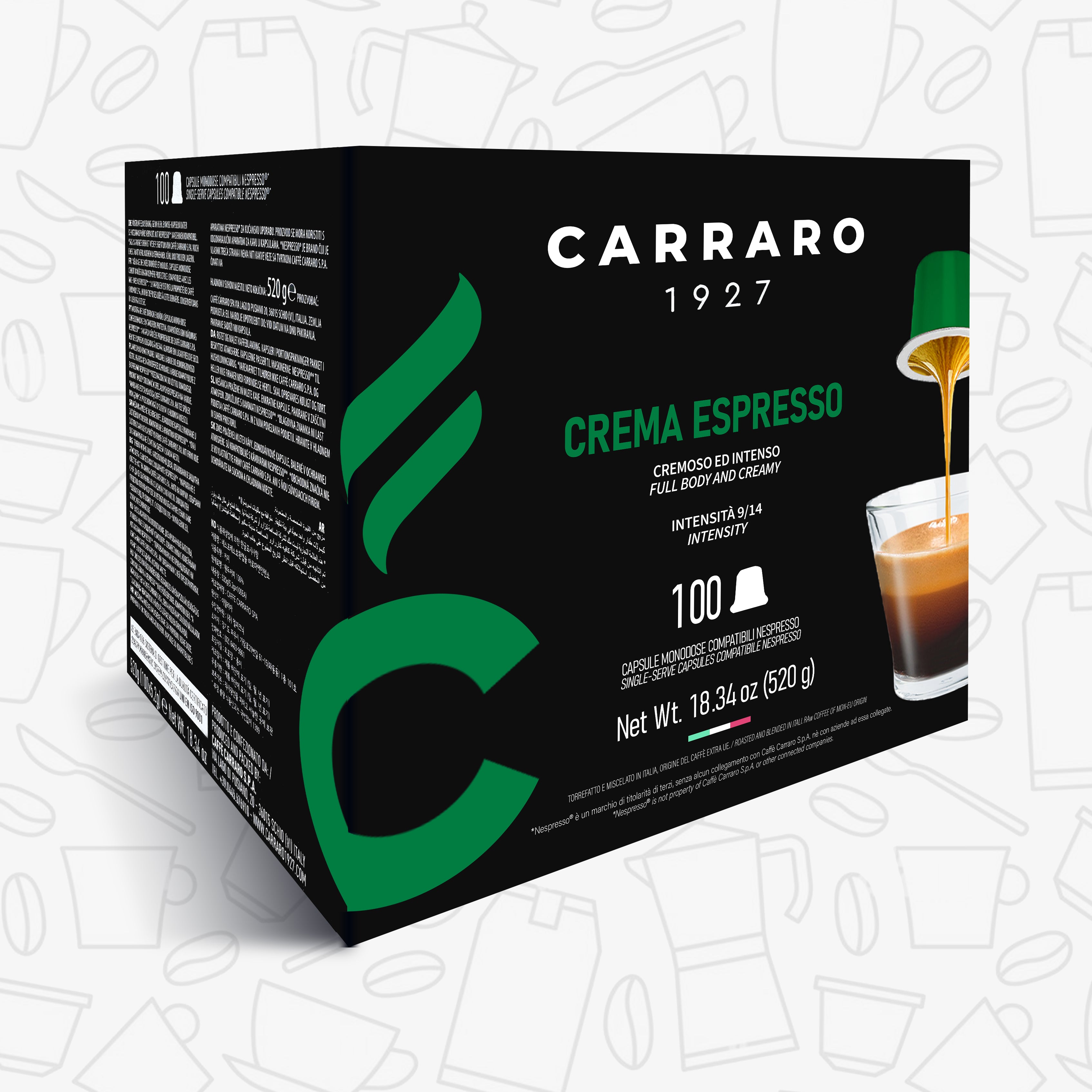 Carraro CREMA ESPRESSO 100 Coffee Capsules